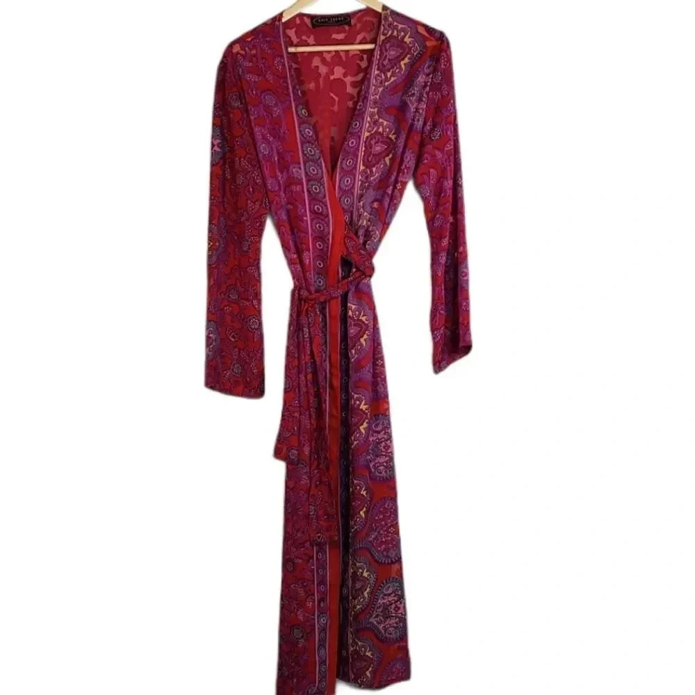 Noir Bene Paris Long Paisley Kimono Robe S